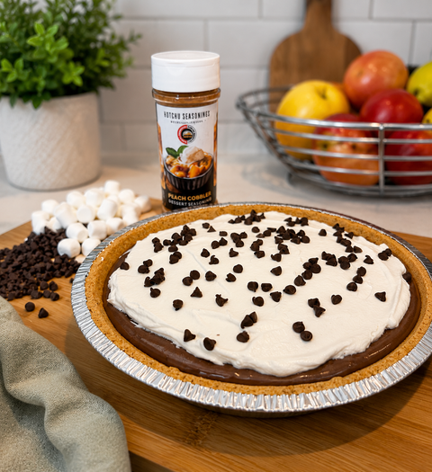 Chocolate Pie with Igotchu Peach Cobbler