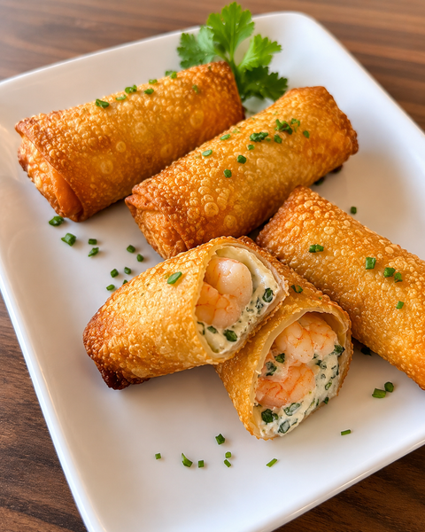 Crispy Cheesy Shrimp Egg Rolls