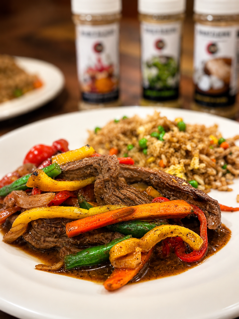 Pepper Steak Stir-Fry with Egg Fried Rice